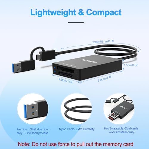 USB C XQD Card Reader,SD Card Reader for iPhone 15/iPad,USB A/Type C Dual-Slot USB3.0 Memory Card Reader for Sony G/M Series, Lexar 2933x/1400x USB Mark XQD,SD/SDHC for Apple/Windows/Mac/Android by MTAKYI - Image 8