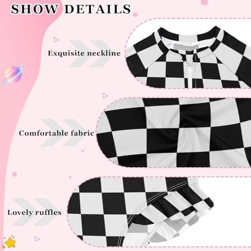 Image of Girls One Piece Swimsuits Long Sleeve Swimsuit Zipper Bathing Suits Swimwear