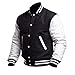 CHICAGO-FASHIONS Mens Black Bomber Jacket - White School Teen College Letterman Varsity Jacket