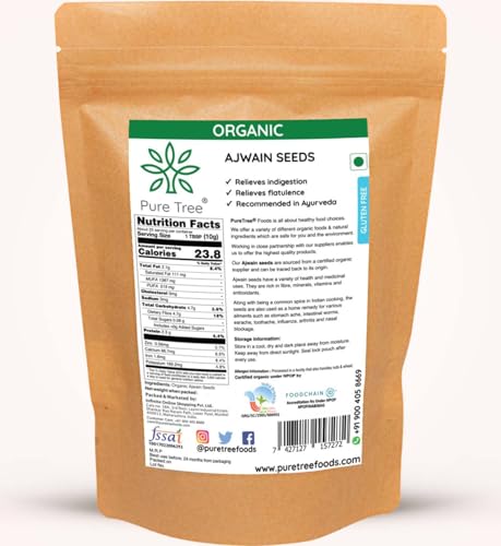 Image of Pure Tree Certified Organic Carom Seeds | 250 g | Ajwain Seeds | Omam | Vamu | Ajowan | Ayamodakam Seeds Rich In Antioxidants