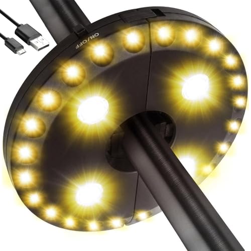 LATME Patio Umbrella Light Rechargeable Umbrella Lights&ndash; 10-25 Hours Runtime,Umbrella Pole Light...