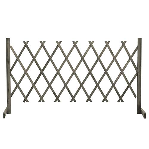 Homgoday Rankgitter für den Garten, grau, 150 x 80 cm, aus massivem Fichtenholz, Tor für den Außenbereich, Gartentor, Zauntür, Barriere für Hof, Gartentor