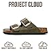 Project Cloud 100% Genuine Leather Flat Sandals for Women 2026 Comfortable Beach Essentials Womens Sandals Memory Foam Vacation Essentials Slides for Women Footwear (Santorini, OLIV,8)