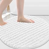Arotive Luxury Round Chenille Bathroom Rug Mat, Extra Soft Thick Absorbent Shaggy Bath Rugs, Non-Slip Machine Wash Dry Plush Bath Mats for Bathroom, Shower and Tub, 24x24, White