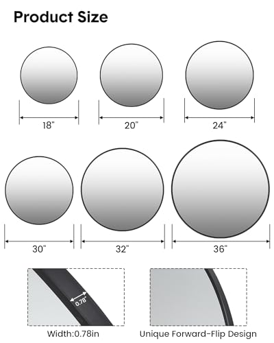 2024-New-HD-Eco-Friendly-Round-Mirror-20-Inch-Matte-Black-Metal-Framed-Bathroom-Mirror-Modern-Cute-Wall-Mirror-Circle-Mirror-for-Nursery-Living-Room-Vanity-Easy-to-Install