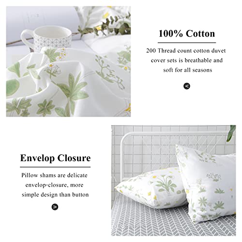 Vclife Floral Duvet Cover Twin Cotton Bedding Sets Reversible Garden Botanical Pattern Duvet Cover, 3 Pieces Twin Size Colorful White Grey Duvet Cover Sets, 1 Twin Flower Duvet Cover 2 Pillow Shams #TOP2