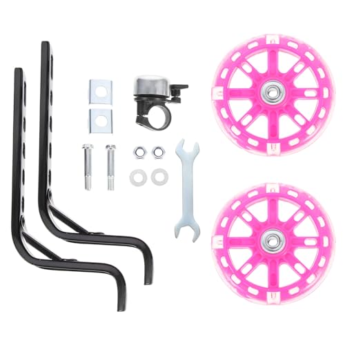 FOMIYES Ruedas de entrenamiento profesionales para bicicleta con ruedas traseras intermitentes reemplazables resistentes al desgaste, soportes ajustables, campana incluida, aptas para bicicletas de 12-20 pulgadas