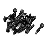 uxcell M6x25mm 12.9 Alloy Steel Screw Cap Point Hex Socket Screws Bolts Black 20Pcs