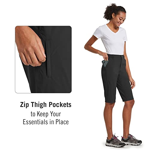 Baleaf Women's Bermuda Knee Length Long Shorts For Summer Hiking Golf Camping Stretch Lightweight Nylon Quick Dry Black Size Xl #TOP3
