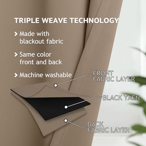 Image of COSVIYA Grommet Room Darkening Khaki Curtains 84 inch Long for Bedroom | Light Blocking Insulated Thermal Curtains for Living Room, Blackout Thick Polyester Window Drapes,52x84 inches, 2 Panels