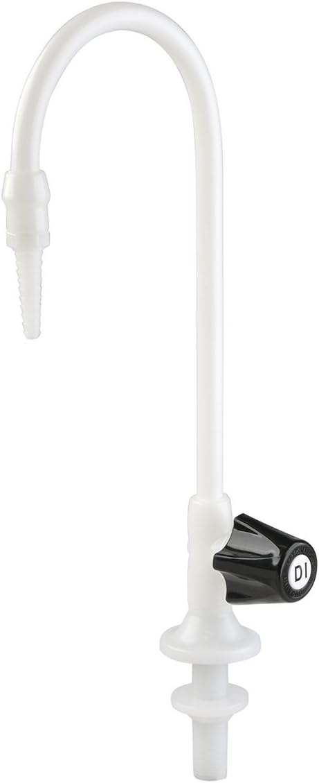Natural Polypropylene Gooseneck (LG-DD-R2) Deionized Water Lab Faucet, Deck Mount, Metering Control Valve, Handle on Right