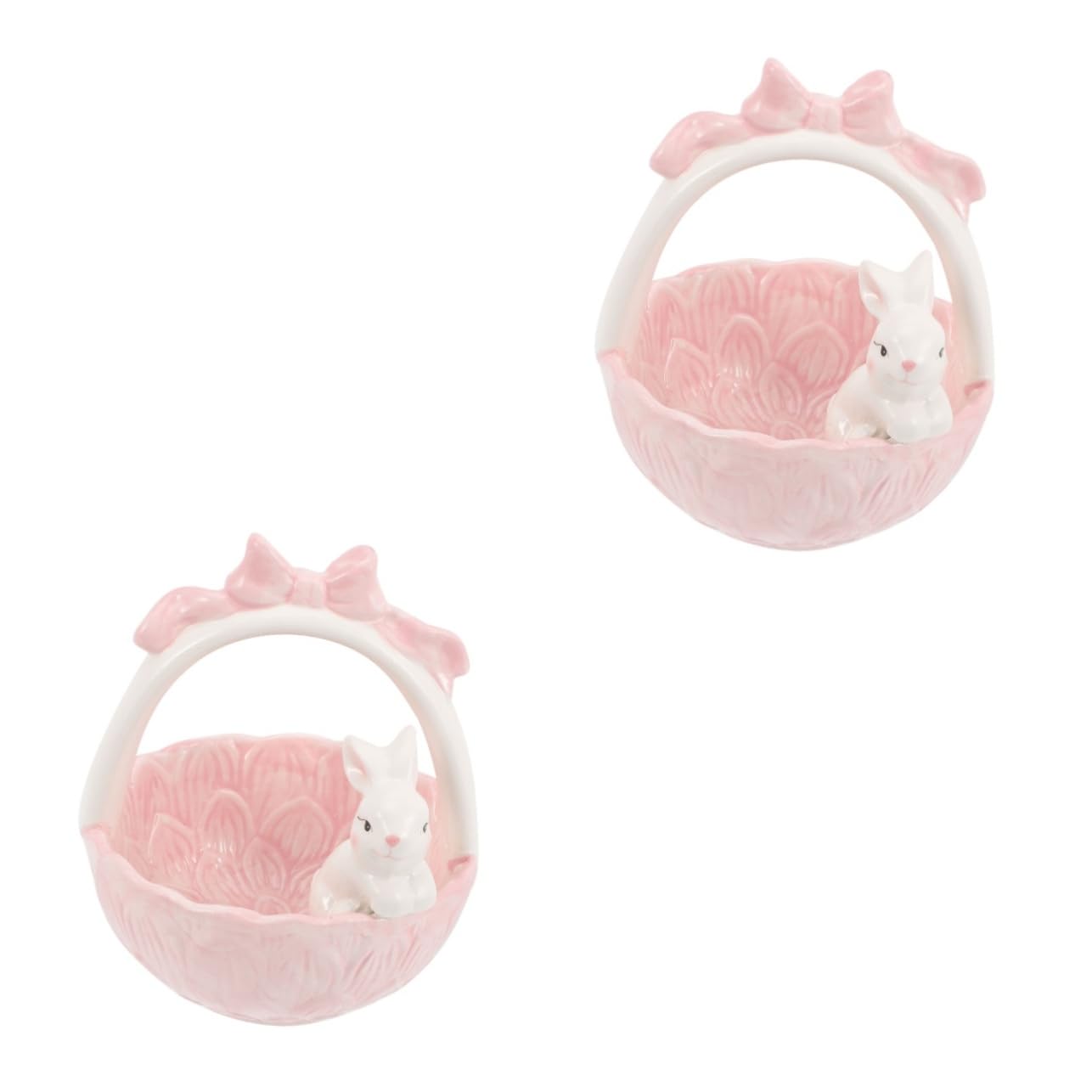 Cabilock 2 Pz cesto di Pasqua bonbon ciotola di caramelle coniglietto bidone easter bunny easter basket piccole statue di conigli da scrivania decorazione della statua di coniglio ceramica