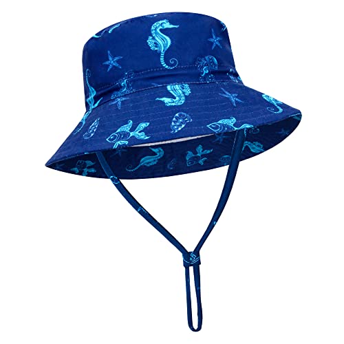 Image of Fynnsure Baby Boy Sun Hat Baby Hats UPF 50+ Toddler Sun Hat Infant Sun Hats Kids Beach Summer Adjustable Bucket Hat