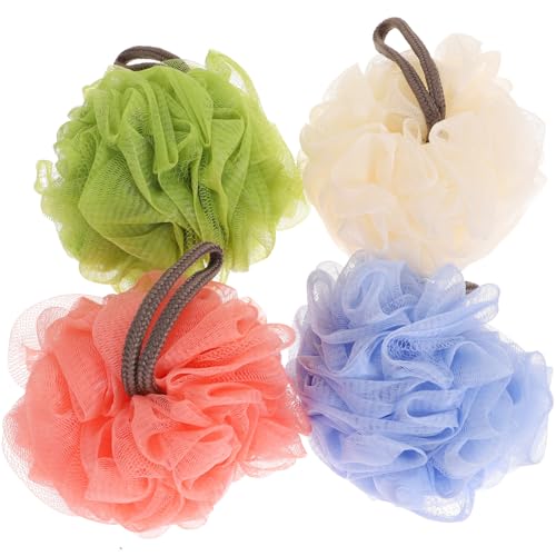 Veemoon 4 Piezas Bolas de Baño Exfoliantes de Color Esponjas de Ducha Prácticas para Cuidado Material Pe Suave y Resistente para Adultos