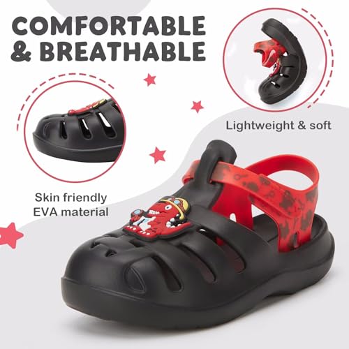 Image of FUNCOO PLUS Boys Girls Sandals Toddler Lightweight EVA Water Shoes Kids Closed Toe Fisherman Sandals Summer Beach Sports Shoes Outdoor