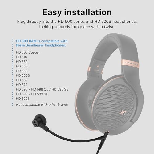 Sennheiser HD 500 BAM Ansteckmikrofon Upgrade f&uuml;r HD 500 Serie/HD 620S - Kondensator-Mikrofon mit Ger&auml;uschunterdr&uuml;ckung, hochwertiger Sound f&uuml;r Gaming, Streaming & Podcast - 3,5 mm Klinke - Schwarz