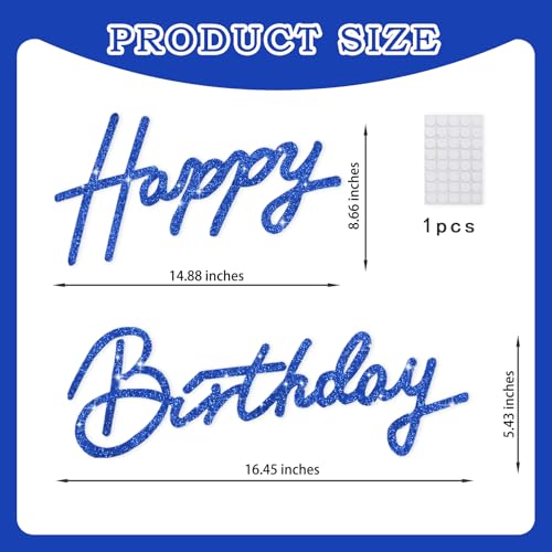 Image of TONIFUL Happy Birthday Sign for Backdrop - Glitter Navy Blue Felt Banner - Includes Dot Glue - Perfect for Birthday Party Backdrop,Wall Decor,Balloon Arch,Photo Background