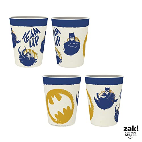 Image of Zak Designs DC Comics Batman Kids Dinnerware Set 3 Pieces, Durable and Sustainable Melamine Bamboo Plate, Bowl, and Tumbler are Perfect For Dinner Time With Family (Batman, Robin, Batgirl)