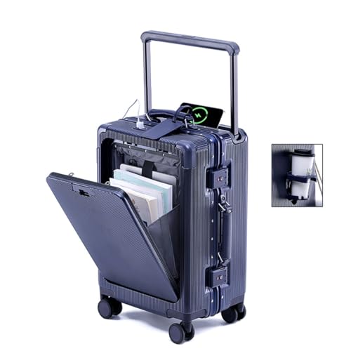 ❤️【Telaio in alluminio rigido, apertura frontale】 Questa valigia è progettata con un telaio in alluminio ispessito. Guscio in PC, angoli in lega, offrono una protezione più affidabile per i tuoi bagagli. Il design con apertura frontale consente di riporre laptop, documenti, caricabatterie, ombrelli e altri oggetti che devono essere controllati separatamente, a cui è più comodo accedere.