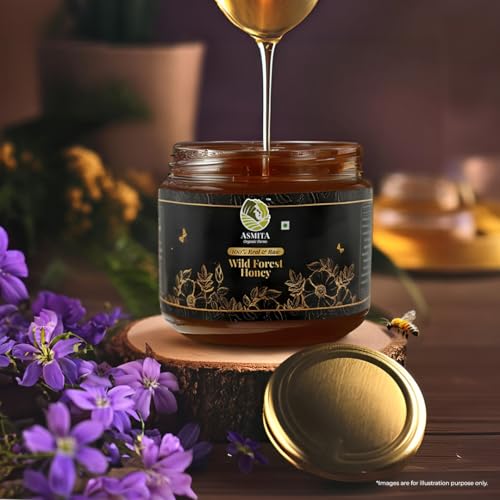 Image of Asmita Organic Farms Wild Forest Honey 300g | 100% Raw, Pure & Natural Honey | Unprocessed, Unpasteurized, Non-GMO | No Added Sugar or Sweeteners | Nutrient-Rich & Antioxidant Superfood
