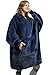 Catalonia Oversized Sherpa Hoodie Sweatshirt Blanket,Super Soft Warm Comfortable Giant Hoody with Large Front Pocket,for Adults Men Women Teens Blue