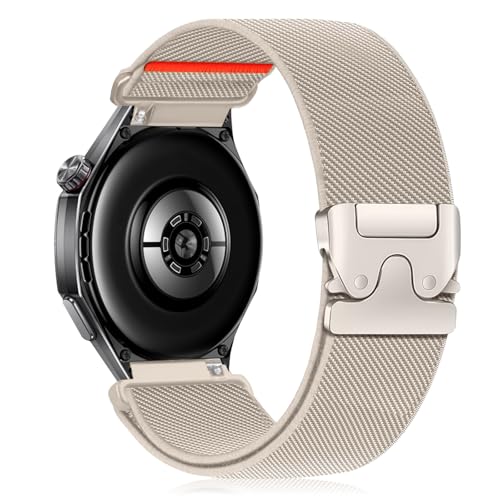Hinnwer 22mm Nylon Armband für Huawei Watch GT Runner 2/Watch GT 6 46mm/GT 6 Pro/5/GT 5/5 Pro 46mm, Elastisches Sport Fallschirmverschluss Geflochtenes Band für Huawei Watch Ultimate 2 Sternenlicht