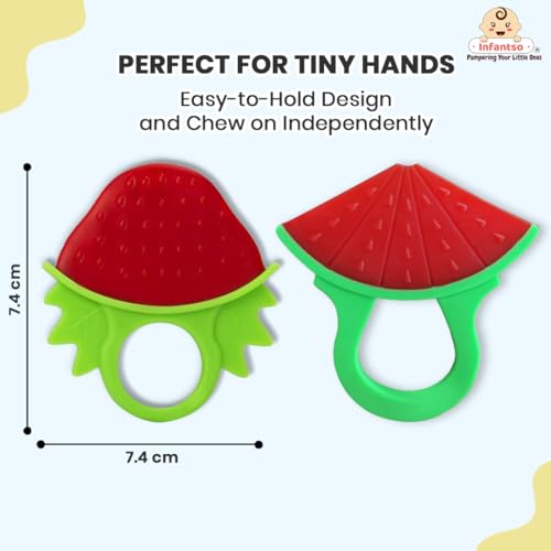 Image of Infantso Non-Toxic Food-Grade Soft Silicone Baby Teether (Watermelon and Strawberry)