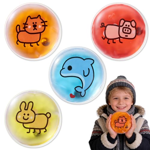 Click-Activated Hand Warmer 4-Pack, Portable Reusable Heat Pack, Cartoon Animal Design for Commute Office Outdoor Activities Winter Warmth, for All Ages