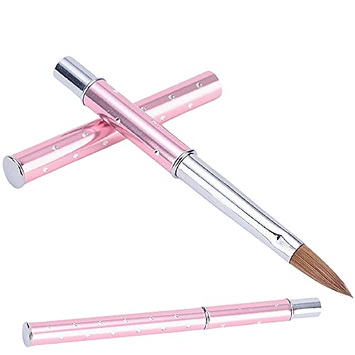 Brosse Ongles Kolinsky, Brosse Ongles Métal, Brosse Ongles Poils Martre, pour Ongles en Acrylique, Bois de Rose, pour Nail Art, Outil de Manucure (Brosse Ongles 4#) Cover