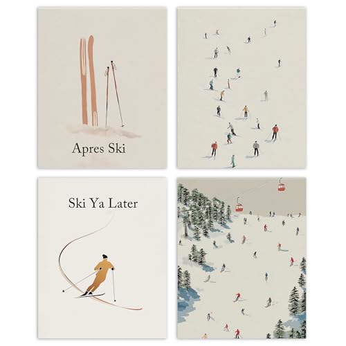 AEHIE Ski Ya Later Winter Snowboard Wall Art Poster Prints