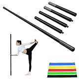 CROWATTS 5ft Yoga Stick - Sturdy Steel Adjustable Stretching Stick for Mobility, Flexibility & Balance | Non-Slip Ends & Foam Handles | Exercise Pole for Fitness, Physical Therapy, Posture Correction Black