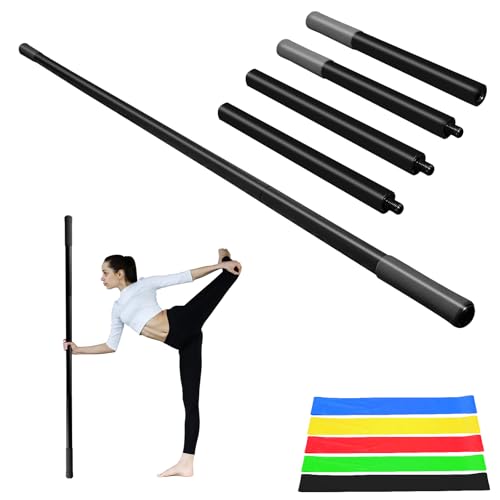CROWATTS 5ft Yoga Stick - Sturdy Steel Adjustable Stretching Stick for Mobility, Flexibility & Balance | Non-Slip Ends & Foam Handles | Exercise Pole for Fitness, Physical Therapy, Posture Correction Black