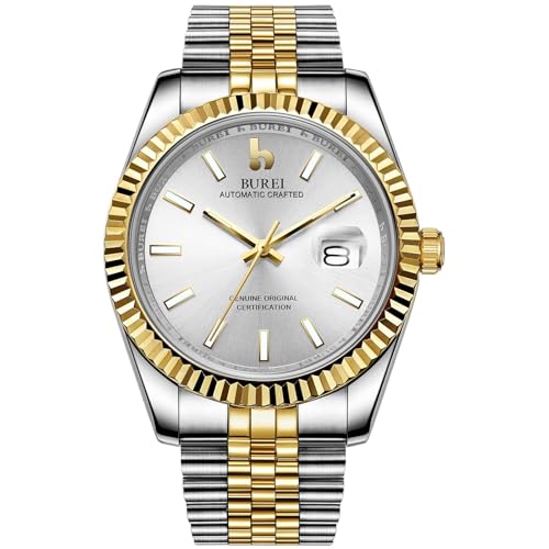 Image of BUREI Men's Classic Luxury Watch Stainless Steel Waterproof Machine Watch Fashion Double Watches Date Sapphire Crystal