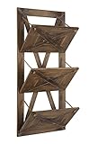 Kate and Laurel Hardeman 3 Pocket Farmhouse Wood Hanging Wall File Holder, Rustic Brown
