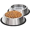 Taglory 2 roestvrij stalen hondenbakken, hondenvoerkommen met rubberen basis, hond waterkom voor middelgrote en grote honden (28oz/800ml, 5mm dikte)