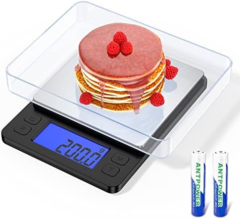 Food Scale, 3000g/0.1g High Precision Digital Kitchen Scale for Food Ounces and Grams, Smart Weight Scale for Weight Loss, Coffee Cooking, Jewelry, Powder with LCD Display and 2 Tray