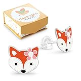 925 Sterling Silver Fox Face Children's Woodland Stud Earrings