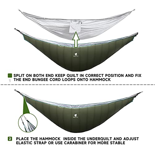 Geertop Ultralight Hammock Underquilt For Camping Full Length Camp Hammock Underquilts Warm 3 - 4 Seasons Essential Outdoor Survival Gear For Hiking Backpacking Travel #TOP2