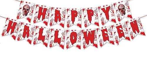 2PCS Halloween Spider Party Banner Spider Party Birthday Decorations Baby Shower Happy Halloween Banner Garlands Garden First Themed Party Supplies (red 1)