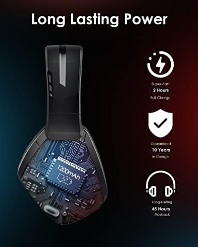 Wireless Gaming Headset with Microphone Over Ear Noise Cancelling Wireless Gaming Headphones Suitable for PS4/PS5, PC