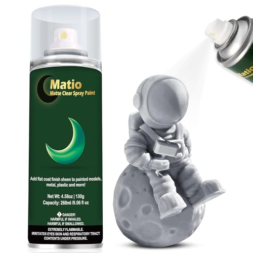 Matio Matte Clear Coat Spray Paint, 4.58oz/ 130g Matte Finish Spray Paint Coating, 268ml Sealer Spray for Arts & Craft,Work on Metal, Wood, Plastic,Wicker,Cardboard,Glass Ceramic Enamel,Painting,Model