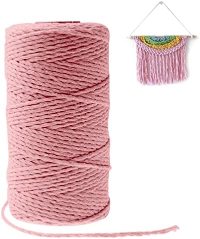 Jaspond 20 Colours Macrame Cord 2mm×100m, Cotton Cord String Rope, butchers string 2 Strand Twisted, Handmade Craft for Wall Hanging, Plant Hanger, Knitting, Textile Decoration