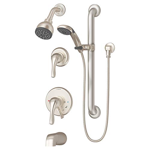 Symmons S-9606-PLR-1.5-TRM-STN Kit de ducha con 2 manijas para tina y ducha de 1 spray con ducha manual en cromo pulido (Válvulas no incluidas) miniatura 1