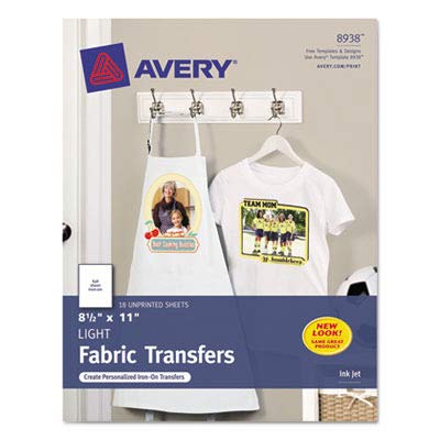 Avery transferts de tissu clair impression nette jet d'encre textile blanc Ave8938