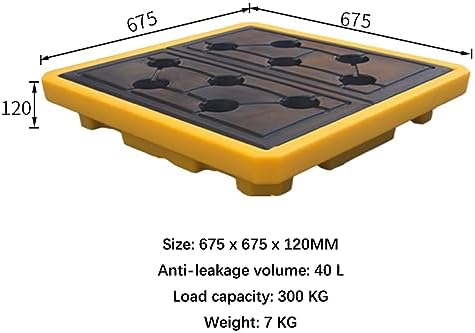 Spill-Proof Oil Containment Tray, Polyethylene Spill Pallet with Drain, Stackable for Easy Storage & Efficient Spill Management Solutions