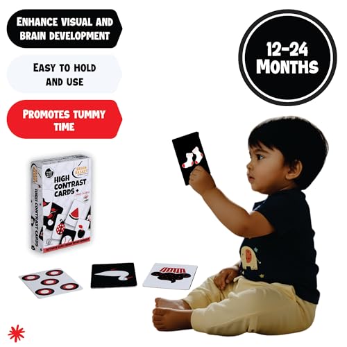 Image of High Contrast Flash Cards for Toddlers (12-24 Months), 36 Black, White & Red Visual Stimulation Cards for Early Learning & Language Development