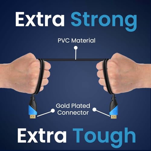 Image of Portronics Konnect Sync 4K@60Hz HDMI to HDMI Cable (1.5M), Gold-Plated Connectors, Pure Copper Core, ARC /eARC Support, PVC Build, Compatible with Smart HDTV, Laptop, Monitor, Projector (Blue)