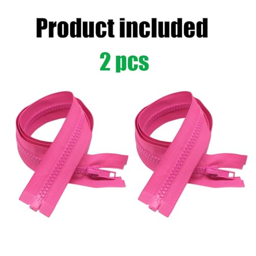 Image of YaHoGa 2PCS #5 25 inch Separating Jacket Zippers for Sewing Coats Jacket Zipper Replacement Plastic Zippers Bulk (25 inch Rose Red)