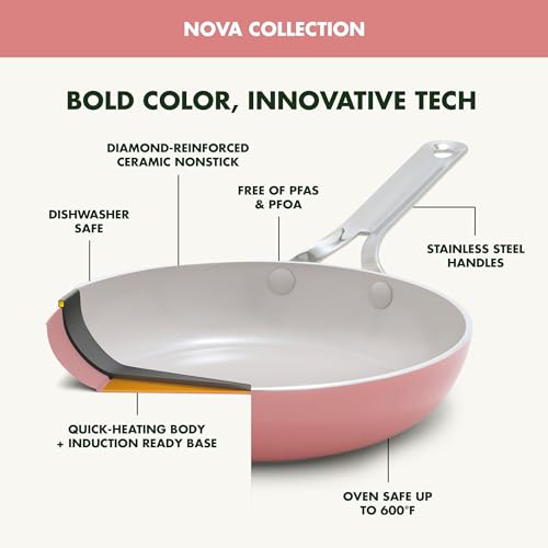 GreenPan Nova 10” Frying Pan Skillet and 4.37QT Sauté Pan with Lid, Oprah’s Favorite Things 2024, PFAS-Free Ceramic Nonstick, Induction Suitable, Sear, Fry, Broil, Dishwasher & Oven Safe, Coral by GreenPan - Image 2