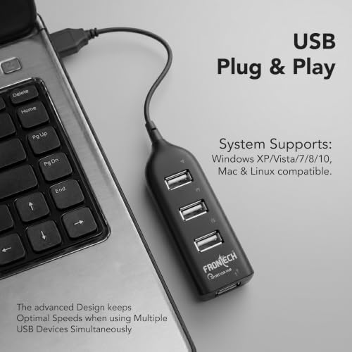 Image of Frontech 4 Port USB Hub, USB 2.0 Splitter Hub with 480 Mbps High-Speed Data Transfer, Plug & Play, 1 Meter Cable, 1 Year Warranty (NC-0085)